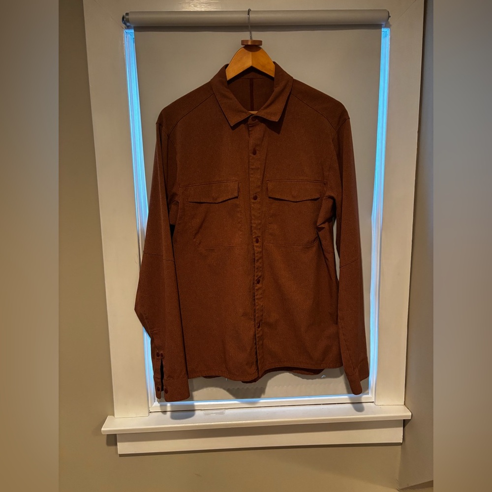 Men's Lululemon Airing Easy Overshirt Heathered Orange, Size Medium